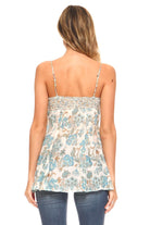 Women's Woven Gauze Sequin Lace Tank Cami - VacationGrabs
