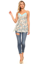 Women's Woven Gauze Sequin Lace Tank Cami - VacationGrabs