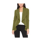 Moa Collection women waist length blazer in olive green for a stylish and versatile look