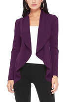 Moa Collection women's waist length blazer in purple with stylish draped front design