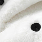 Soft white warm winter coat for women with black buttons and cozy fabric for comfort