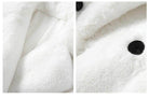 Cozy white warm winter coat for women with plush texture and stylish buttons