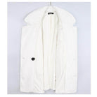 Cozy white warm winter coat for women with a stylish collar and button closure