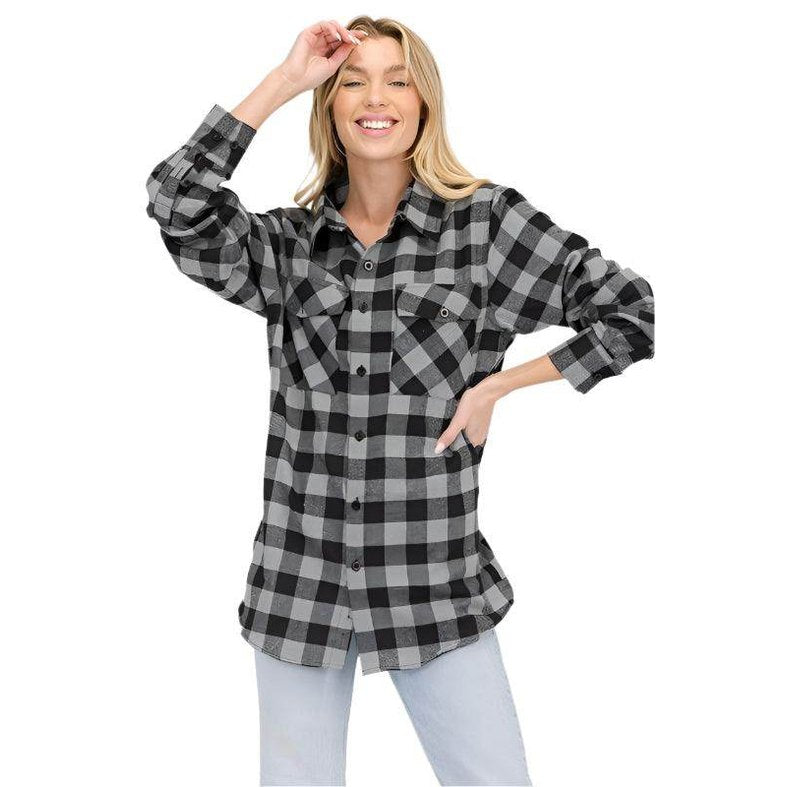 Womens Boyfriend Flannel Shirts - VacationGrabs