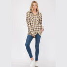 Womens Boyfriend Long Sleeve Flannel Shirt - VacationGrabs