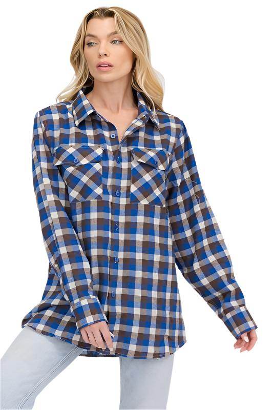 Womens Boyfriend Plaid Flannel Shirts - VacationGrabs