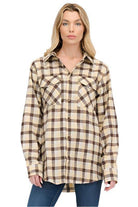 Womens Boyfriend Plaid Flannel Shirts - VacationGrabs
