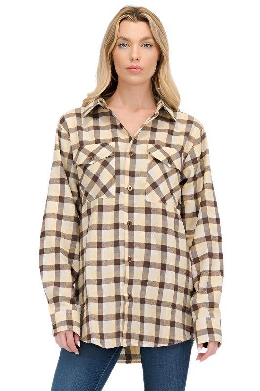 Womens Boyfriend Plaid Flannel Shirts - VacationGrabs