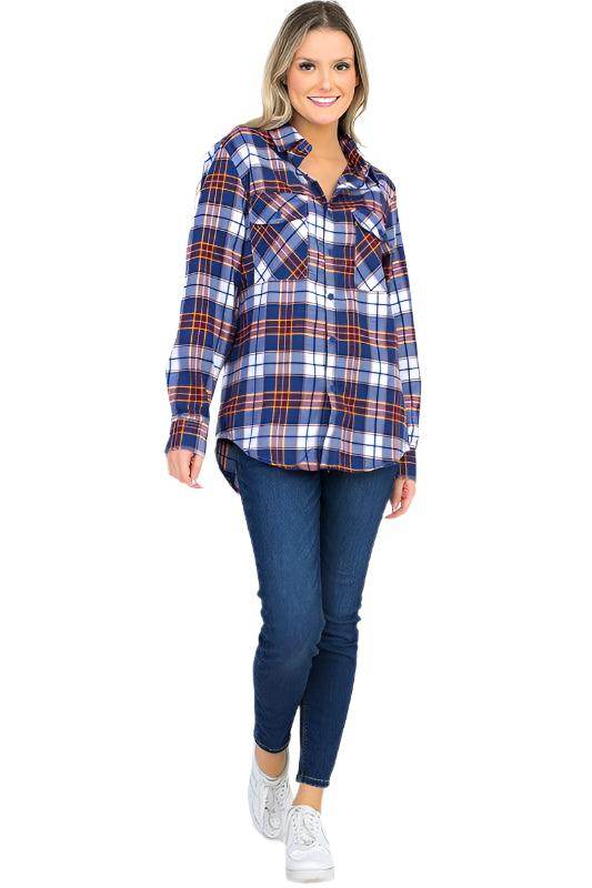 Womens Boyfriend Plaid Flannel Shirts - VacationGrabs