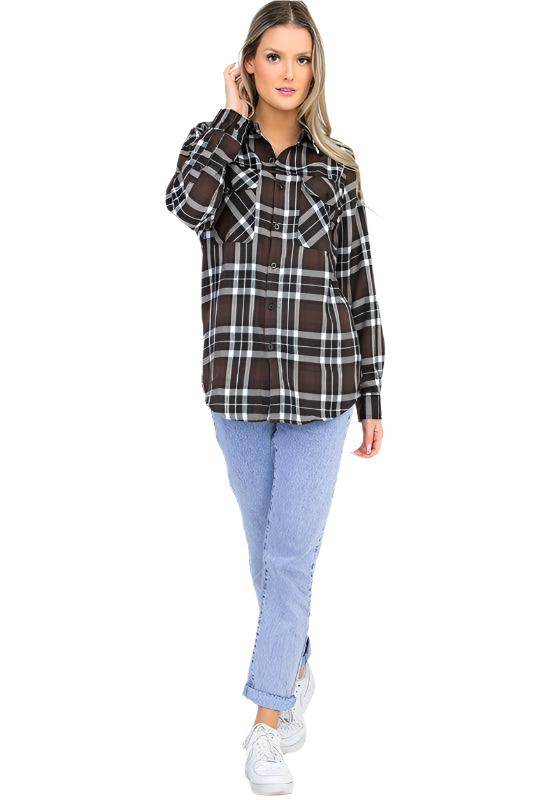 Womens Boyfriend Plaid Flannel Shirts - VacationGrabs