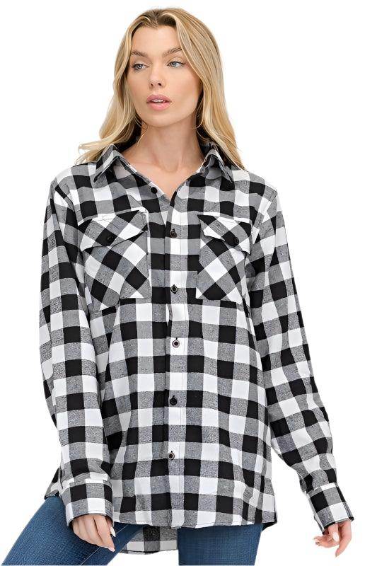 Womens Boyfriend Plaid Flannel Shirts - VacationGrabs