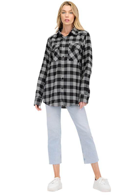 Womens Boyfriend Plaid Flannel Shirts - VacationGrabs
