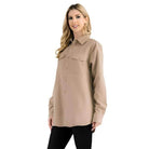 Womens Boyfriend Solid Flannel Shirt - VacationGrabs