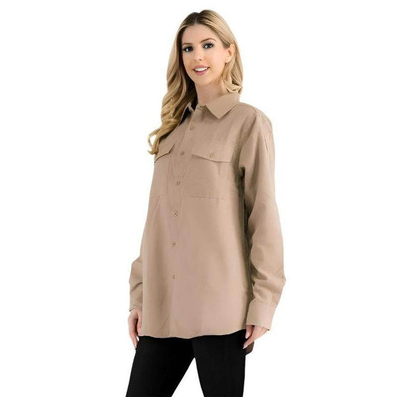 Womens Boyfriend Solid Flannel Shirt - VacationGrabs