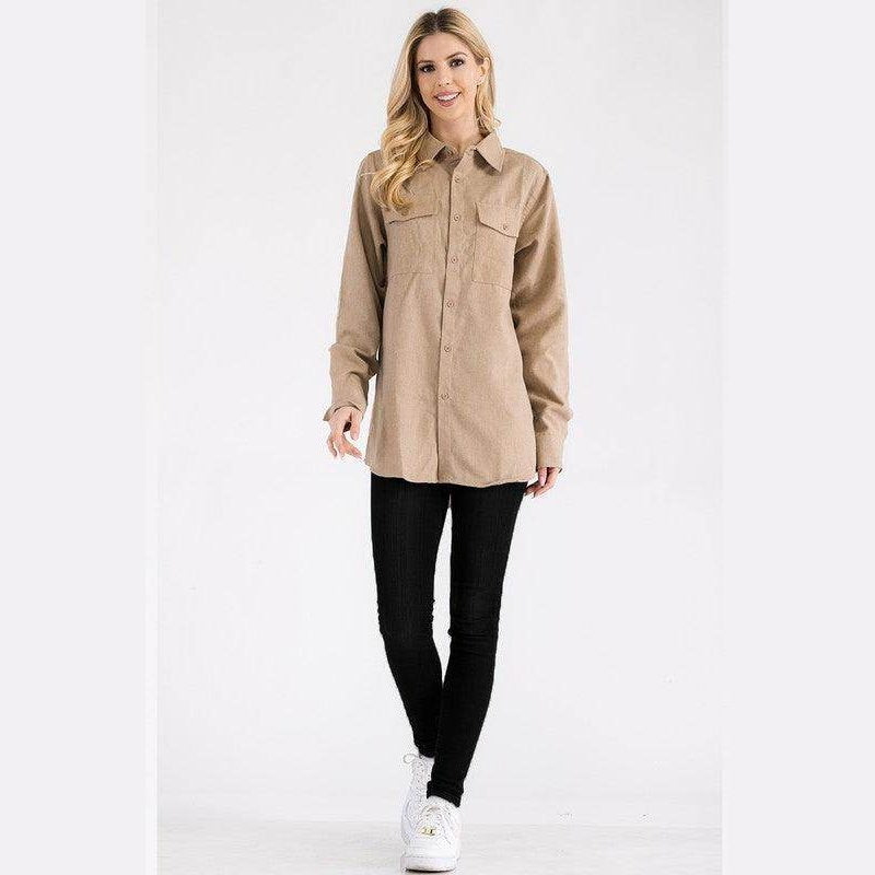 Womens Boyfriend Solid Flannel Shirt - VacationGrabs