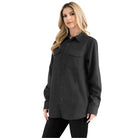 Womens Boyfriend Solid Flannel Shirt - VacationGrabs