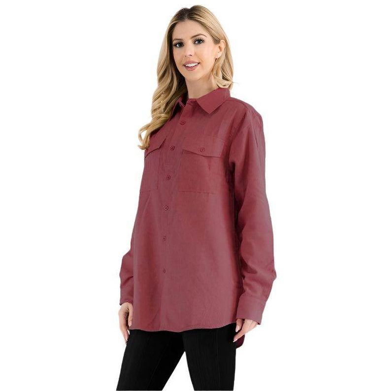 Womens Boyfriend Solid Flannel Shirt - VacationGrabs