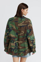 Womens Camo Oversized Zipper Front Jacket - VacationGrabs