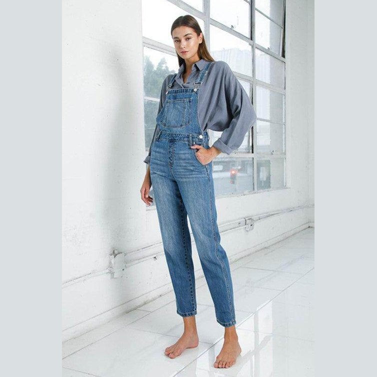 Womens Cropped Bib Denim Jean Overalls - VacationGrabs