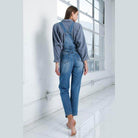 Womens Cropped Bib Denim Jean Overalls - VacationGrabs