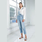 Womens Cropped Bib Denim Jean Overalls - VacationGrabs