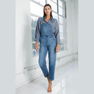 Womens Cropped Bib Denim Jean Overalls - VacationGrabs