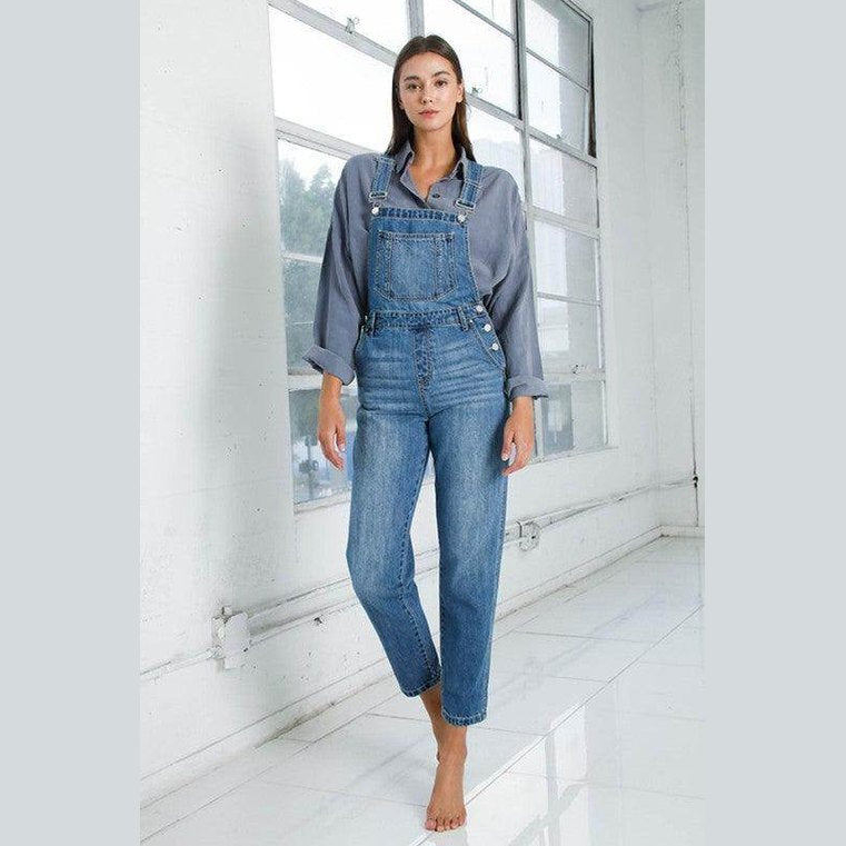 Womens Cropped Bib Denim Jean Overalls - VacationGrabs
