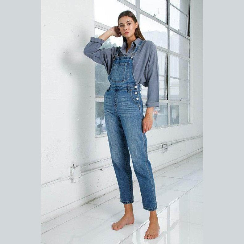 Womens Cropped Bib Denim Jean Overalls - VacationGrabs