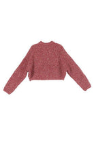 Womens Cropped Melange Sweater Top - VacationGrabs