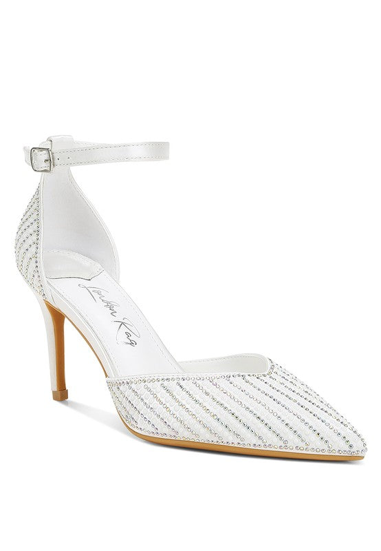 Women's embellished sandals in white, perfect for formal occasions
