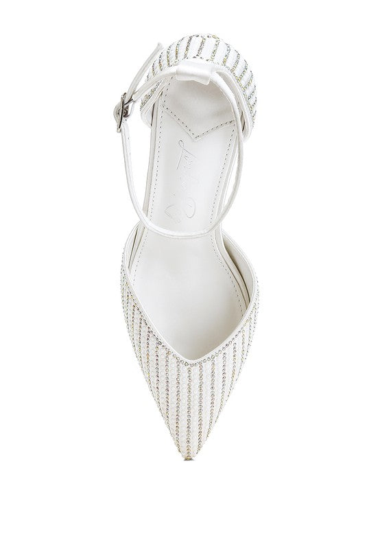 women's embellished sandals in white with sparkling details for special occasions