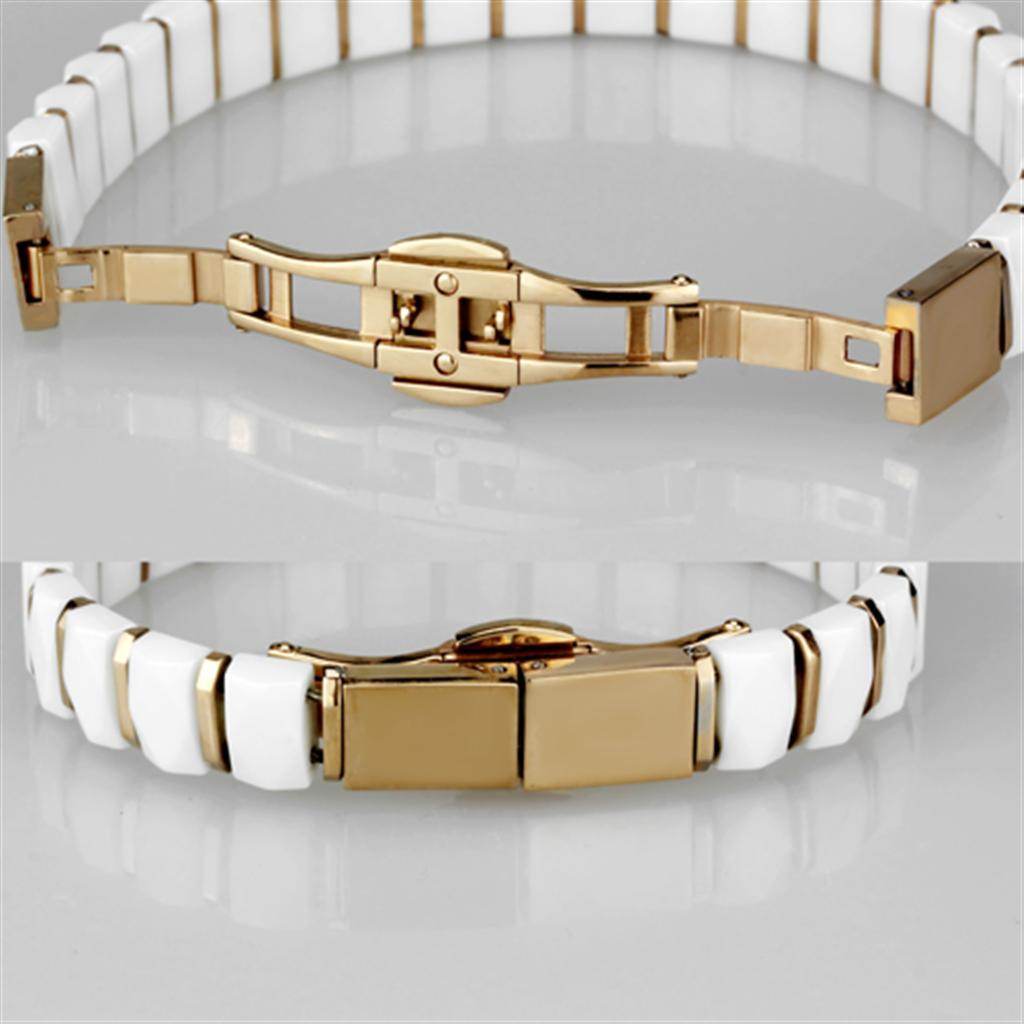 Elegant gold and white women's fashion bracelets for travel with unique clasp design