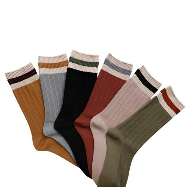 Womens Mid-Calf Color Block Socks - VacationGrabs