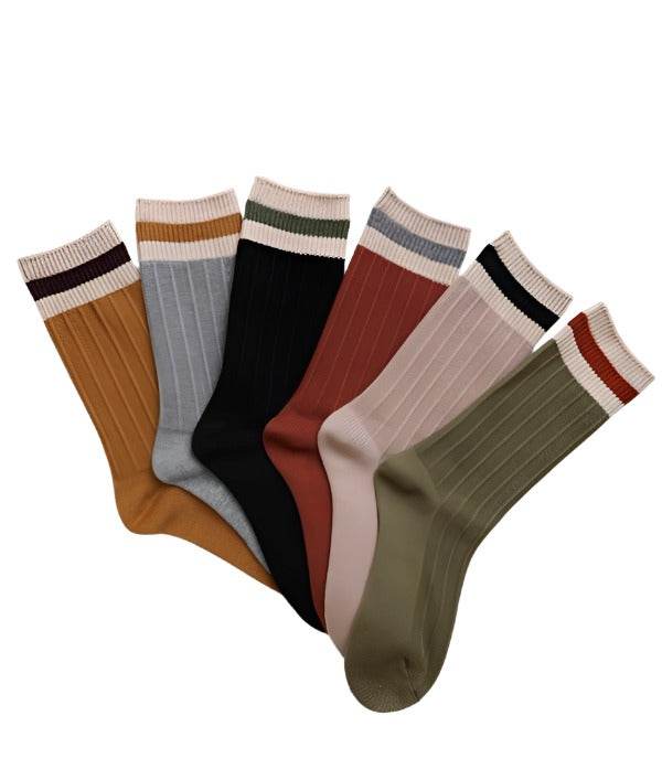 Womens Mid-Calf Color Block Socks - VacationGrabs