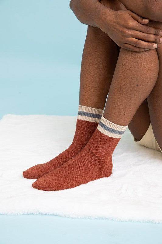Womens Mid-Calf Color Block Socks - VacationGrabs