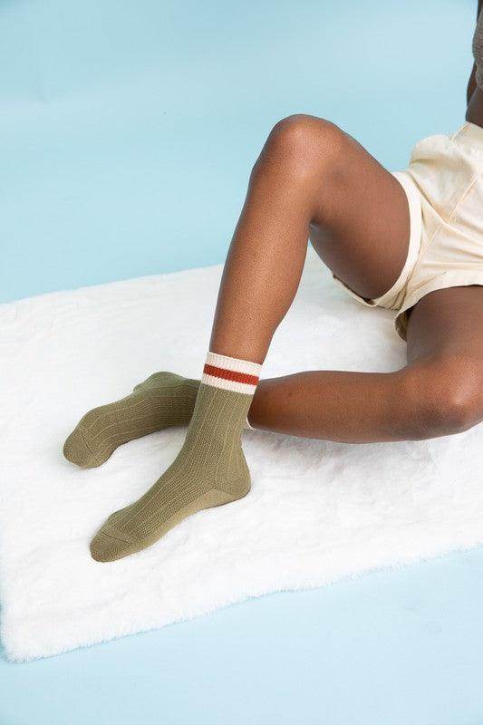 Womens Mid-Calf Color Block Socks - VacationGrabs