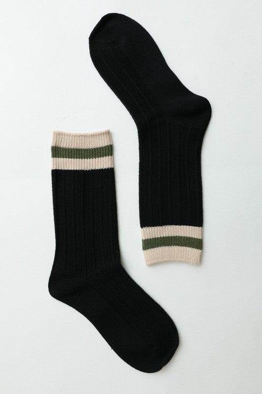 Womens Mid-Calf Color Block Socks - VacationGrabs