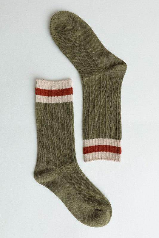 Womens Mid-Calf Color Block Socks - VacationGrabs