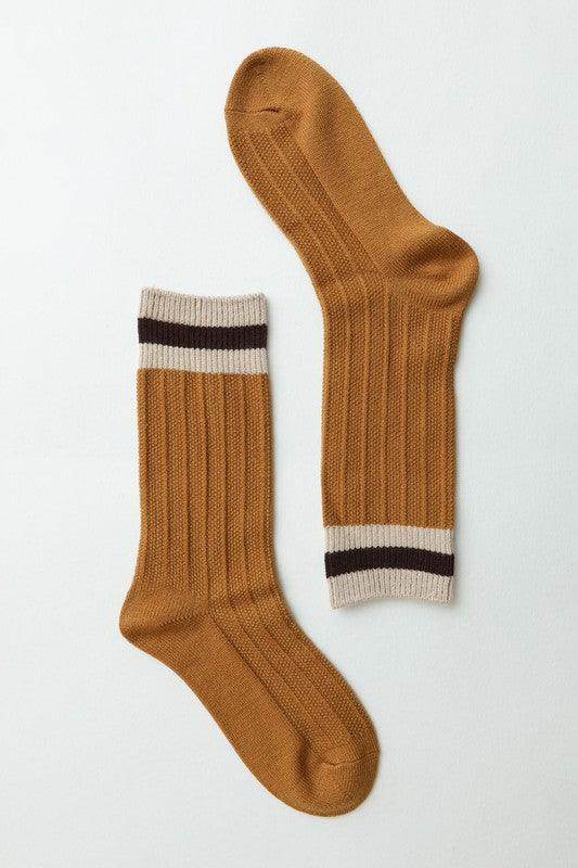 Womens Mid-Calf Color Block Socks - VacationGrabs
