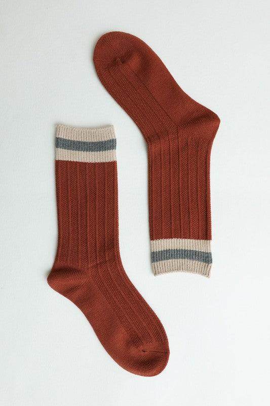 Womens Mid-Calf Color Block Socks - VacationGrabs
