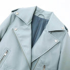 Womens Motorcycle Jackets Pu Leather Detachable Belt - VacationGrabs
