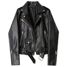 Womens Motorcycle Jackets Pu Leather Detachable Belt - VacationGrabs
