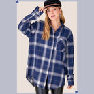 Womens Navy Blue Celine Shirt - VacationGrabs