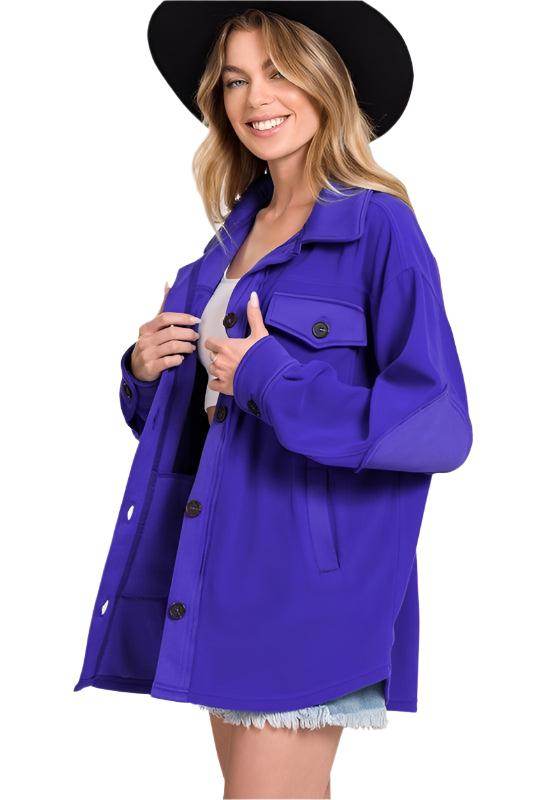 Womens Oversized Basic Fleece Shackets - VacationGrabs