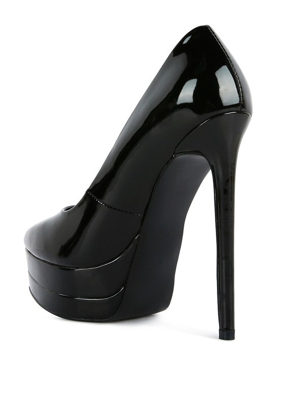 women's patent high heel sandals in black for elegant evening wear