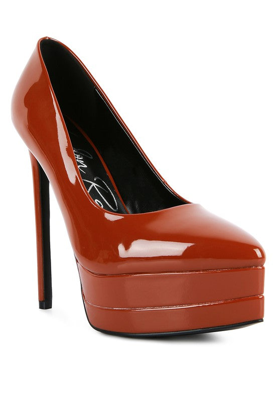 Rag Company women's patent high heel sandals in orange for stylish occasions