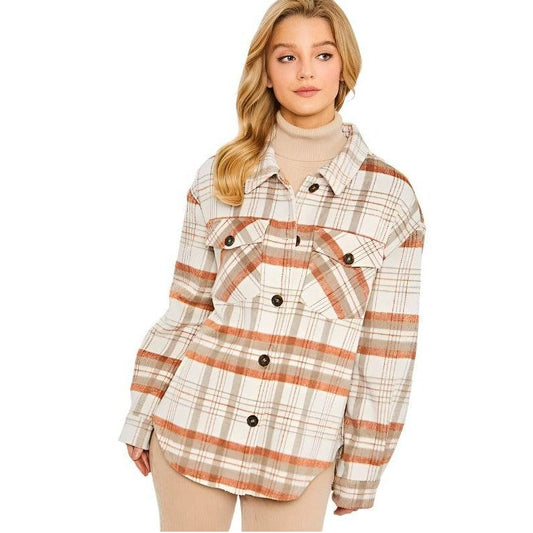 Womens Plaid Bust Pocket Shirt Shacket - VacationGrabs