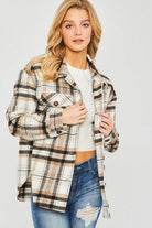 Womens Plaid Bust Pocket Shirt Shacket - VacationGrabs
