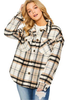 Womens Plaid Bust Pocket Shirt Shacket - VacationGrabs