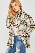Womens Plaid Bust Pocket Shirt Shacket - VacationGrabs